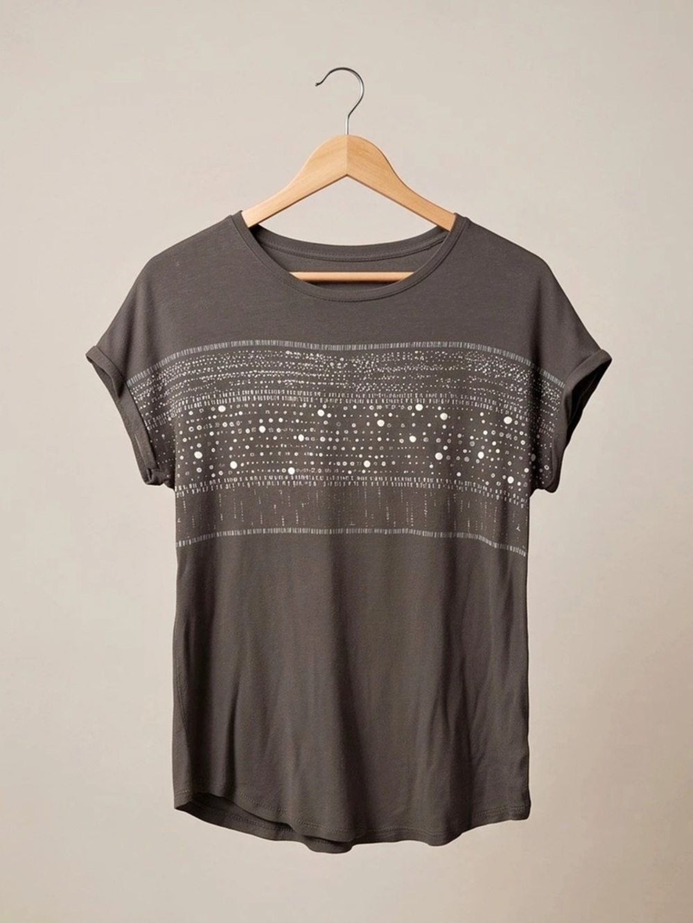 Gray Embellished Short Sleeve Tee Like New